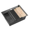 QUADRON LUKE 110 WORKSTATION zlewozmywak black metal (58x45x20) z syfonem 1-komorowy b/o + Qmata + Wkładka + Dozownik + Deska ZH5845PVDBLM